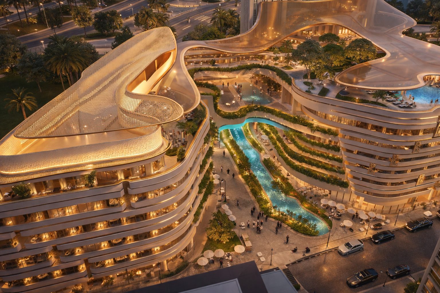 Aerial view of Golden Triangle luxury development